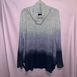 Vera Wang Gray & Purple Ombre Cowl Neck Sweater (XL)